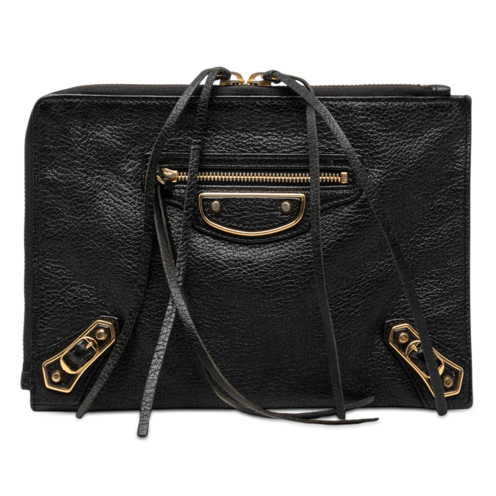 Pre-Loved Balenciaga Goatskin Motocross Classic Metallic Edge Clutch